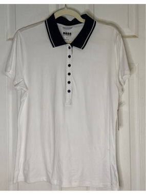 Women's Bass Outdoor White & Black Polo Top M